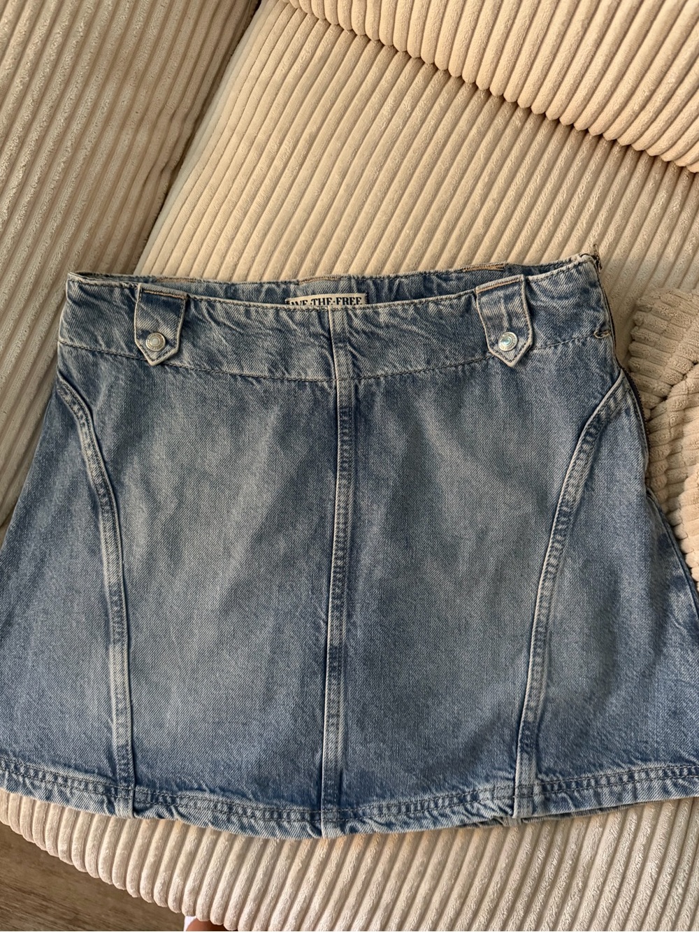 We The Free Light Blue Denim Mini Skirt